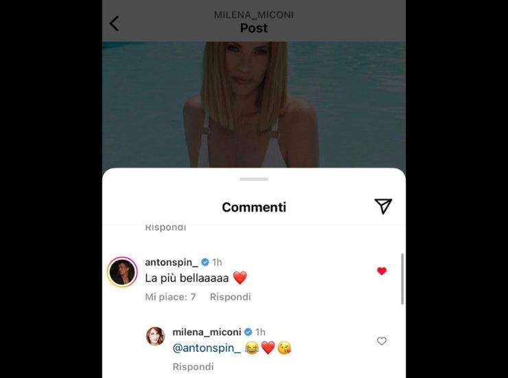 Commento sotto la foto di Milena Miconi