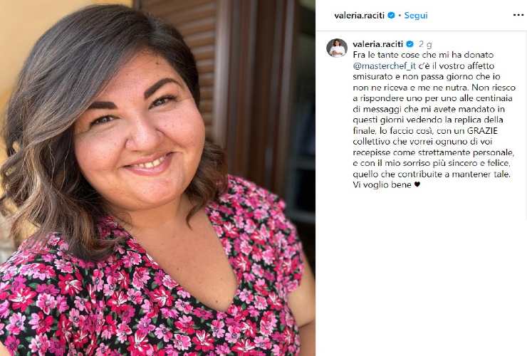 Valeria Raciti oggi non riesce più a farlo