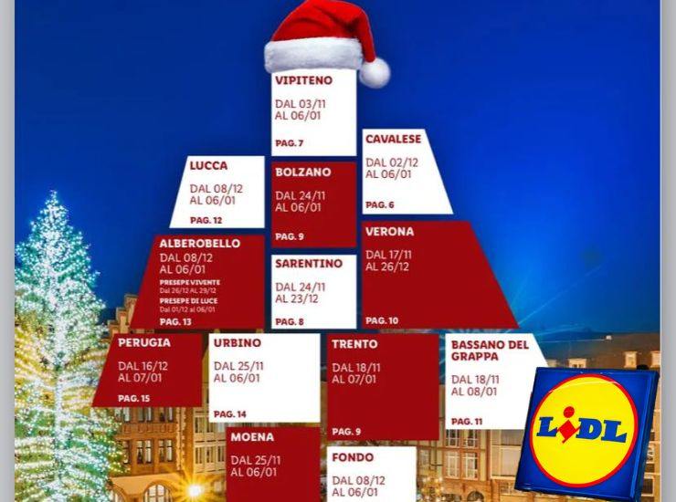 Calendario mercatini di Natale Lidl
