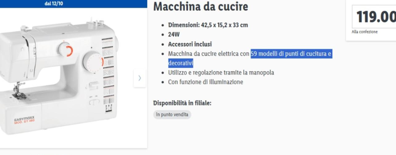 Offerta macchina da cucire Lidl