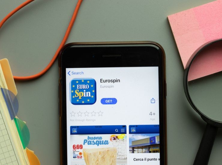 Smartphone con applicazione Eurospin 