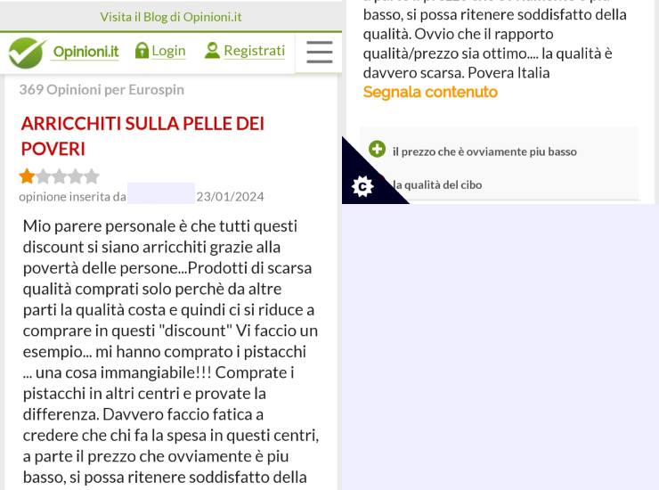 La recensione (screenshot opinioni.it) - belligea.ut